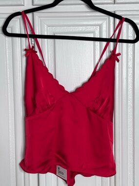 Princess Polly Red Satin Scallop-Edge Cami